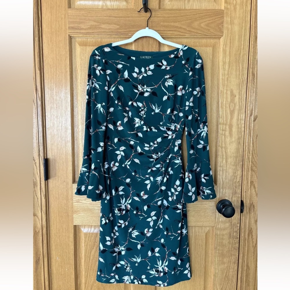 Ralph Lauren Women's Red Paisley Jersey Dress Size 4
